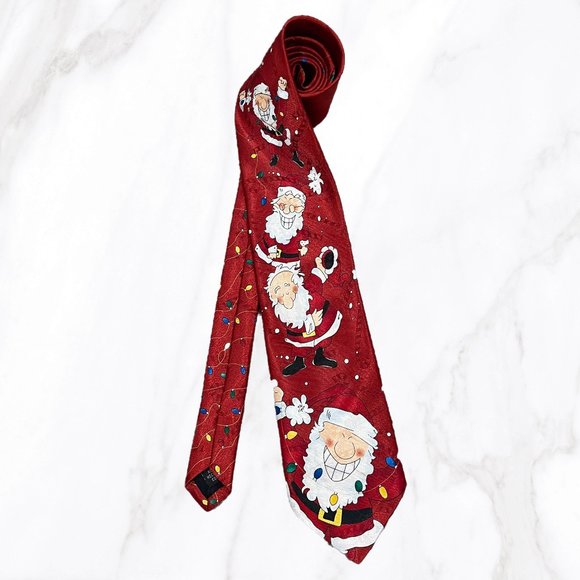 Vintage Hallmark Red Laughing Santa Christmas Tie,‎ OS - Picture 1 of 4